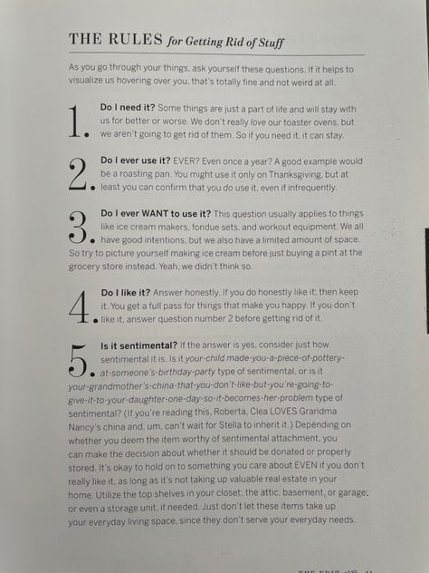 Rules for Getting Rid of Stuff Should I Get Rid Of It Chart, How To Get Rid Of Stuff In Your Room, How To Get Rid Of Things, List Of Things To Get Rid Of, Getting Rid Of Things You Don't Need, How To Get Rid Of Stuff, Household Rules And Consequences, Decluttering Questions, Getting Rid Of Stuff