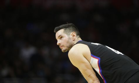 Los Angeles Clippers' J.J. Redick looks on during the second half of an NBA basketball game against the Houston Rockets, Saturday, Nov. 7, 2015, in Los Angeles. The Rockets won 109-105. (AP Photo/Jae C. Hong) ORG XMIT: NYOTK Basketball Tattoos, Los Angeles Clippers Jersey, Nba Basketball Game, Vintage Lockers, Basketball Goals, Boyfriend Diy, Los Angeles Clippers, Basketball Game, New Tattoo