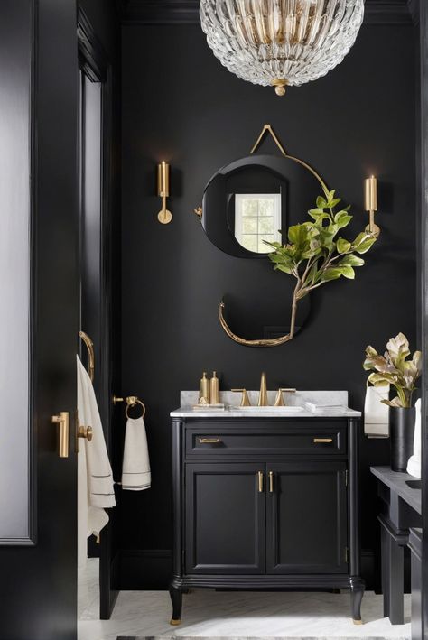 1) BlackBeauty 
2) PaintColors 
3) 2024Trends 
4) BlackPaint Dark Accent Wall Bathroom Paint, Behr Totally Black, Dark Powder Room Paint Colors, Black Paint Powder Room, Moody Black Paint Colors, Best Black Paint For Bathroom Vanity, Small Bathroom Painted Black, Black Wall Color Ideas, Black Wall Powder Room