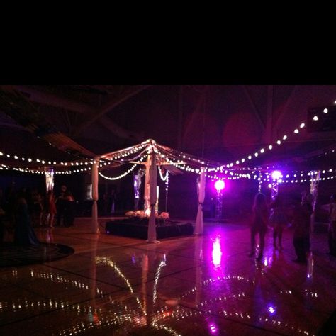 School Dance Decor & Lighting. String volleyball nets with lights School Dance Decor, Homecoming Dance Decorations, School Dance Decorations, School Dance Themes, School Dance Ideas, Volleyball Nets, Dance Decor, Homecoming Decorations, Middle School Dance