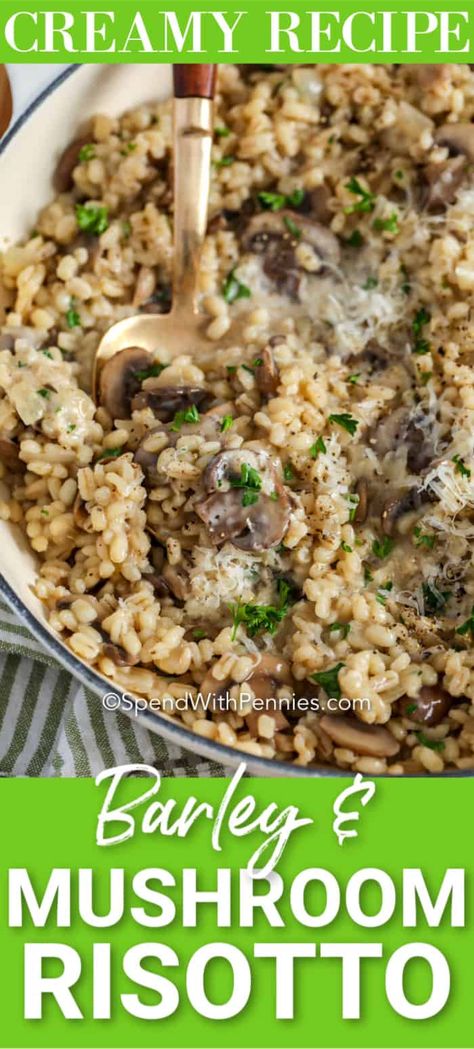 Barley Recipe Healthy, Creamy Mushroom Risotto, Mushroom Barley, Barley Risotto, Barley Recipe, Creamy Recipes, Risotto Recipe, Diner Recept, Mushroom Risotto