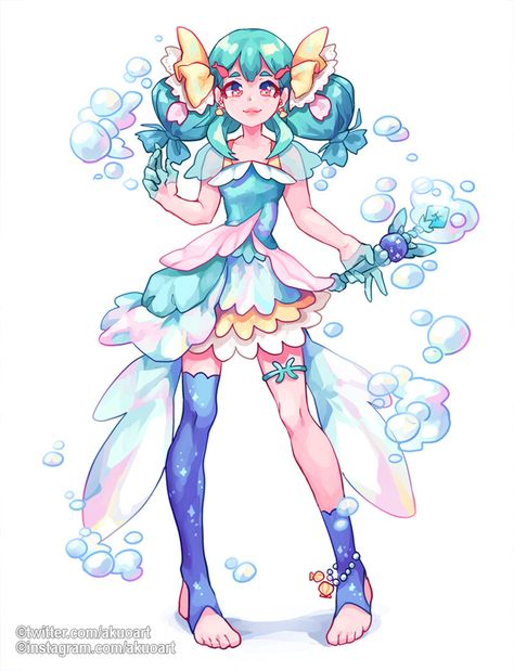 Akuo Art, Magical Girl Design, Cute Drawing Ideas, Yt Ideas, Pisces Aquarius, Magical Girl Outfit, Magical Girl Aesthetic, Aries Pisces, Magical Boy