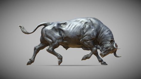 Bull | 3D Sculpting - Buy Royalty Free 3D model by BreathTime [72c8db8] - Sketchfab Store Bear Logo Design, Wild Bull, Saraswati Photo, Mural Art Design, 3d Sculpting, Bull Art, Chibi Sketch, Bull Tattoos, Spanish Art