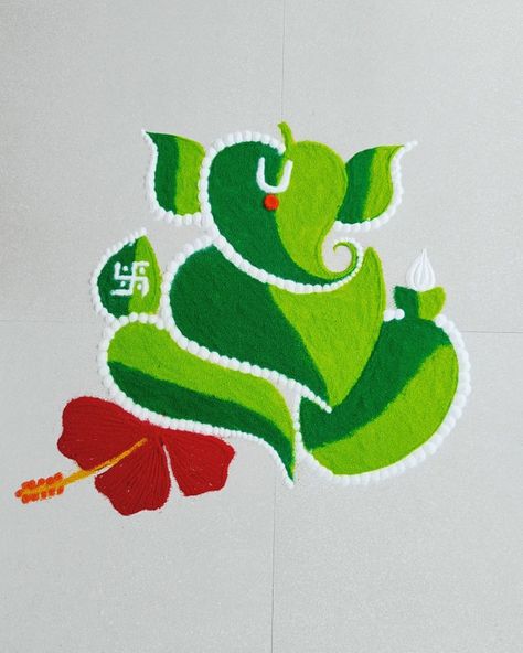 Beautiful ganesha rangoli design with colours 😍🙏 Ganeshji Rangoli, Ganesha Rangoli Design, Ganesha Rangoli, Art Satisfying, Diy Paper Butterfly, Rangoli Art, Colorful Rangoli Designs, Paper Butterfly, Ganesh Chaturthi