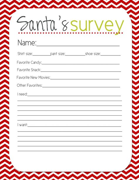 Using this for everyone at our house!!  Santas Survey Free Printable [Guest Post by Stefanie@Lovely Little Snippets] Secret Santa Templates, Secret Santa List, Santa Label, Secret Santa Questionnaire, Santa Wish List, Secret Santa Ideas, Santa Template, Holiday Organization, Santa Ideas