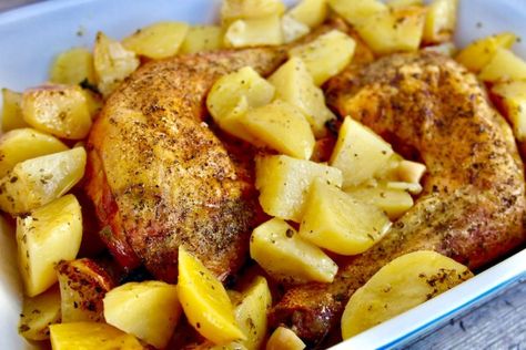 Authentic Greek Lemon Roasted Chicken and Potatoes