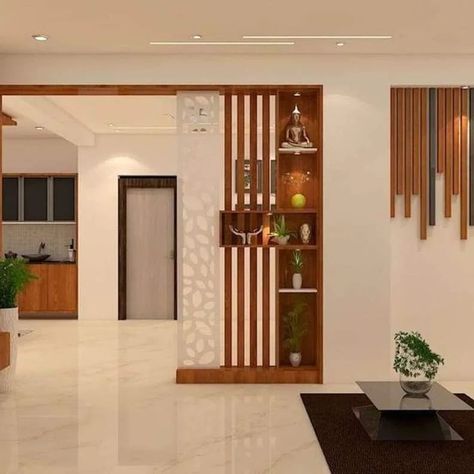 Living Room Dining Partition Design, Hall Partion Design, Simple Partition Design, Modern Partition Design Living Rooms, Hall Partion Ideas, Hall Partition Living Rooms, Living Dining Partition, Partition Between Living And Dining, Wooden Partition Design