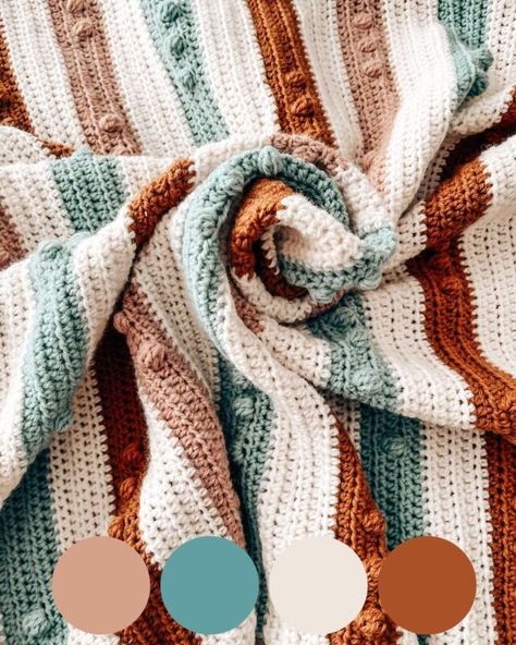 Earthy Crochet Baby Blanket, Terracotta Crochet Blanket, Crochet Blanket Patterns 4 Colors, Color Schemes For Blankets, Color Schemes For Crochet Blankets, Monochromatic Crochet Blanket, Blanket Color Schemes Crochet, Fall Crochet Blanket Color Combos, Crochet Blanket Color Ideas