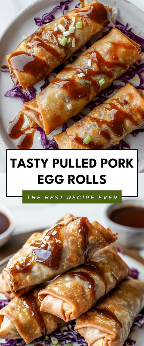 Image for Tasty Pulled Pork Egg Rolls Eggrolls Recipe Easy Pork, Pastrami Egg Rolls Recipe, Bbq Pork Egg Rolls, Bbq Egg Rolls, Chinese Egg Roll Recipes, Pork Egg Rolls Recipe, Pulled Pork Egg Rolls, Pork Egg Roll Recipes, Pulled Pork Salad