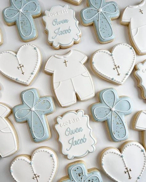 Leah Durso on Instagram: "🤍 God Bless Owen Jacob 🤍" Baptism Cookies Boy, Boy Baptism Cookies, Boy Baptism Ideas, Baby Boy Sugar Cookies, Baptism Sugar Cookies, Vintage Oven, Baptism Cookies, Custom Sugar Cookies, Baby Boy Baptism