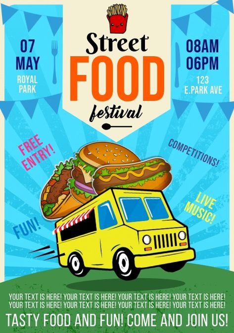 STREET FOOD FESTIVAL POSTER Food Truck Festival Poster, Street Art Festival Poster, Food Expo Poster, Street Food Festival Poster, Food Fair Poster, Food Market Poster, Pen Tool Illustrator, Fundraiser Poster, Food Festival Poster