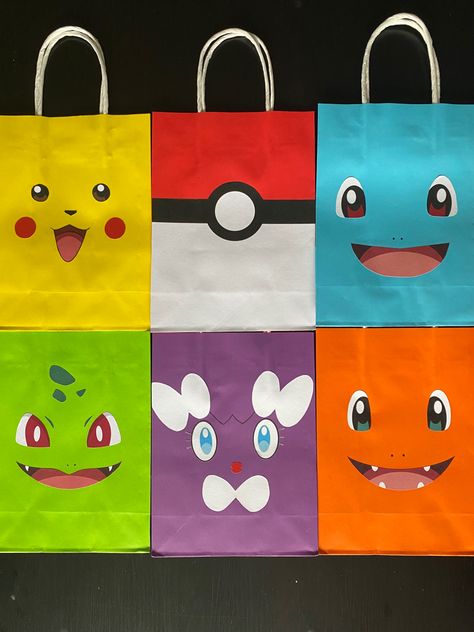 Pokemon Goodie Bags Ideas, Pokemon Goodie Bags, Birthday Pikachu, Pokemon Themed Party, Pikachu Cake, Pokemon Diy, Birthday Party At Home, Baby Storage, Pokemon Birthday Party