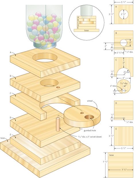 Candy Dispenser, Easy Wood, Work Diy, Diy Holz, Gumball Machine, Home Workshop, Wooden Projects, Woodworking Jigs, Kids Wood