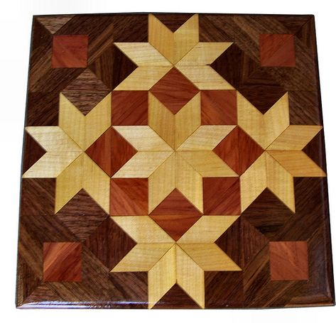 Wood Quilt Block, Antique End Tables, Wooden Cart, Geometric Shelves, Wood Art Diy, Wood Wall Art Diy, Easy Wood Projects, Reclaimed Wood Wall Art, Barn Quilt Designs