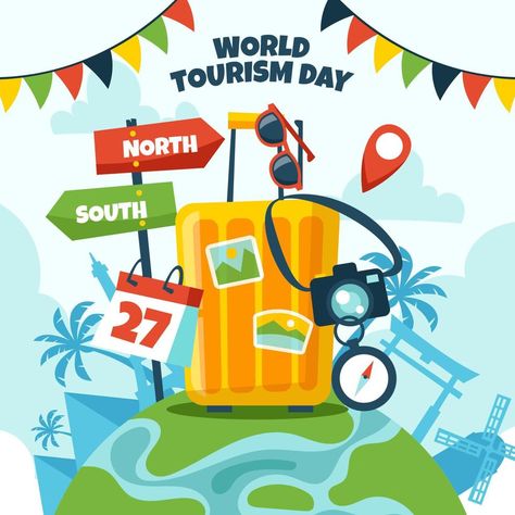 World Tourism Day World Tourism Day, Day Template, Arts And Crafts For Teens, Tourism Day, Travel Summer, Vector Background, Business Travel, Premium Vector, High Quality Images