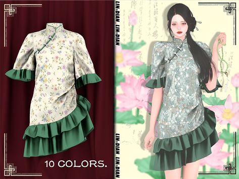 The Sims Resource - Chinese Dress Style Sims 4 Cas Mods, Sims 4 Anime, Sims 4 Cc Skin, Sims 4 Expansions, Japan Outfit, Chinese Traditional Clothing, Sims 4 Dresses, Sims 4 Characters, Sims4 Clothes