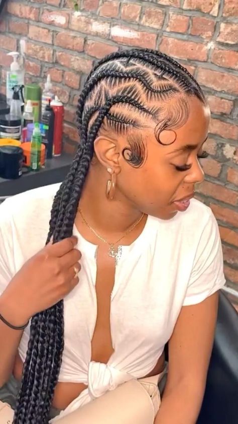 Fire Braids, Feed Ins, Braids Boxbraids, Cornrows Braids For Black Women, Feed In Braids Hairstyles, African Hair Braiding Styles, Box Braids Hairstyles For Black Women, Cute Braided Hairstyles, Braided Cornrow Hairstyles