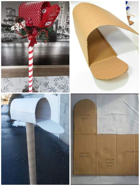 Mailbox Out Of Cardboard, Christmas Decoration Outside, Christmas Decor Outside, Christmas Decorations Outside, Christmas Decorations For Outside, Outside Christmas Decor, Diy Mailbox, Yard Diy, Valentine Mailbox