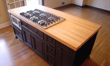 Wood Countertops Kitchen Island, Wood Island Countertop, Kitchen Island With Cooktop, Island With Stove, Kitchen Island With Stove, Butcher Block Island Kitchen, Kitchen Remodel Countertops, Butcher Block Kitchen, Butcher Blocks