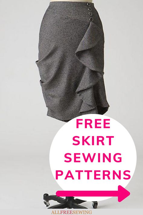 35+ Free Skirt Sewing Patterns | The 35+ Free Skirt Sewing Patterns you’ll find in this collection offer DIY ideas for how to make skirts that are not only inexpensive but also fun to make and stylish. Skirts To Sew, Wrap Skirt Patterns Sewing, Free Skirt Patterns For Women, High Low Skirt Pattern, Skirt Sewing Pattern Free, Skirt Sewing Patterns, Ruffle Skirt Pattern, Free Skirt Pattern, Diy Maxi Skirt