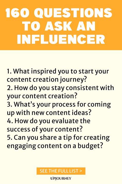 Discover 160 thought-provoking questions to ask an influencer in your next interview, podcast, or collaboration. Engage, inspire and learn from the best in the industry with these insightful conversation starters. Elevate your content creation and network like a pro by diving into meaningful discussions with influencers. Take your interactions to the next level and watch your connections grow exponentially! Podcast Questions, 100 Questions To Ask, Content Development, Work Etiquette, Psychology Terms, Question To Ask, Friendship And Dating, Content Calendar, Asking The Right Questions