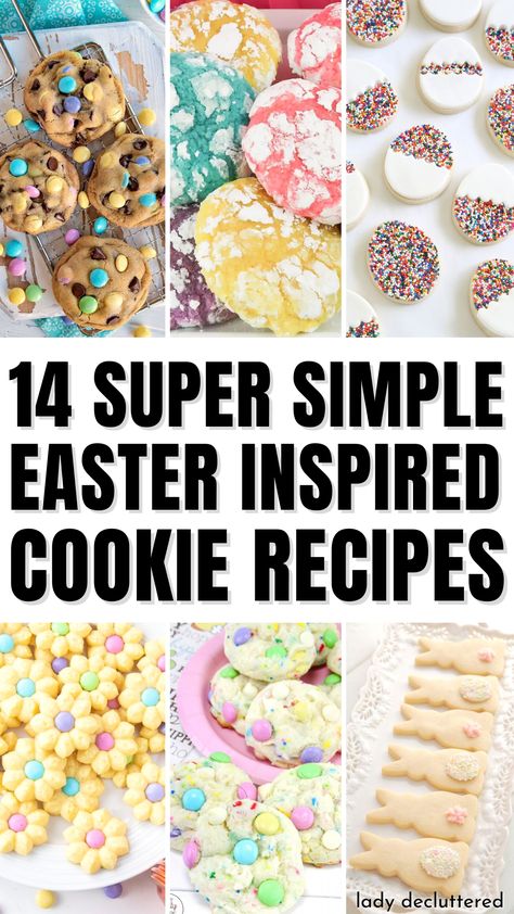 14 Super Simple Easter Inspired Cookie Recipes Cookie Recipes Easter, Easter Cookie Dessert, Easy Easter Cookies Simple Desserts, Cookies For Easter Ideas, Easter Desserts Cookies, Cookie Recipes For Easter, Simple Easter Cookies, Cute Easter Desserts Easy, Easter Blossom Cookies