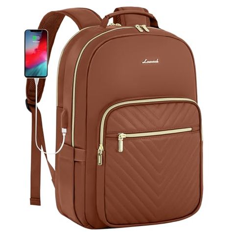 LOVEVOOK Leather Backpack for Women,17.3 inch Leather Laptop Backpack Women Computer Backpack Laptop Bag,Stylish Quilted Travel Backpack Purse Work Bag College Teacher Backpack with USB Port,Brown Teacher Backpack, College Teacher, Leather Bag Design, Bag College, Laptop Backpack Women, Leather Laptop Backpack, Backpack Laptop, Computer Backpack, Backpack For Women