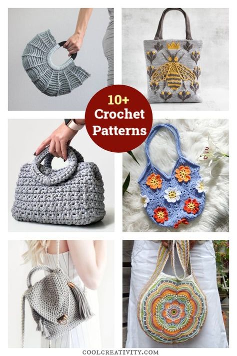 10+ Unique Crochet Bag Patterns Crochet Festival Bag Free Pattern, Artisan Crochet Bag For Festivals, Elegant Handmade Crochet Crossbody Bag, African Flower Crochet Pattern Bags, Luxury Bohemian Crochet Bag, Fox Plushie, Crochet Waistcoat, Pouch Crochet, Purse Patterns Free