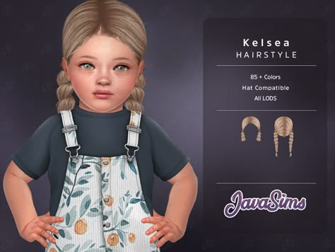 The Sims Resource - Kelsea (Toddler Hairstyle) The Sims 4 Resource, Sims 4 Resource, Toddler Hair Sims 4, Lotes The Sims 4, Sims 4 Toddler Clothes, Sims Baby, Mod Hair, Pelo Sims, Sims 4 Children