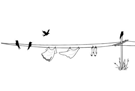 Clothing Line Tattoo, Washing Line Tattoo, Clothesline Art, Path Line Art, Clothes Line Drawing, Clothesline Tattoo, Laundry Line Tattoo, Clothes Line Tattoo, Washing Line Drawing