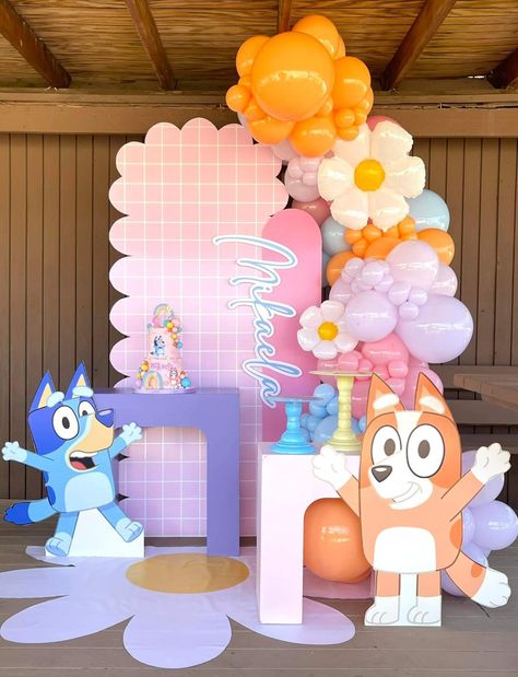 Bluey Birthday Party Decorations Girl, Bluey Birthday Decorations For Girl, Bluey Party Backdrop, Blue And Bingo Birthday Party, Bluey Birthday Decoration, Bluey Girls Birthday Party, Bluey Piñata, Bluey Birthday Ideas, Bluey Party Ideas