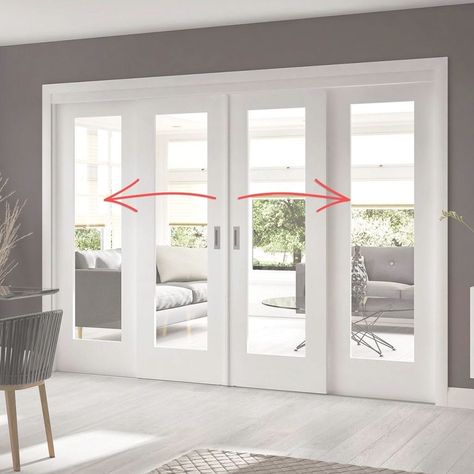 This is exactly what I want to replace my large 3 panel door wall Best Sliding Glass Doors, Pintu Interior, Sliding Doors Exterior, Sliding French Doors, Glass French Doors, Sliding Door Systems, French Doors Patio, Sliding Glass Doors, Sliding Patio Doors