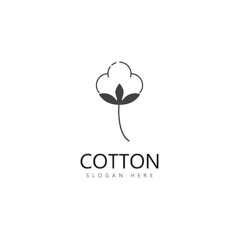 Cotton Drawing Simple, Cotton Flower Illustration, Cotton Logo Design, Indian Logo Design, Cotton Tattoo, Cotton Illustration, Lotus Flower Logo Design, Nature Icon, Lotus Flower Logo