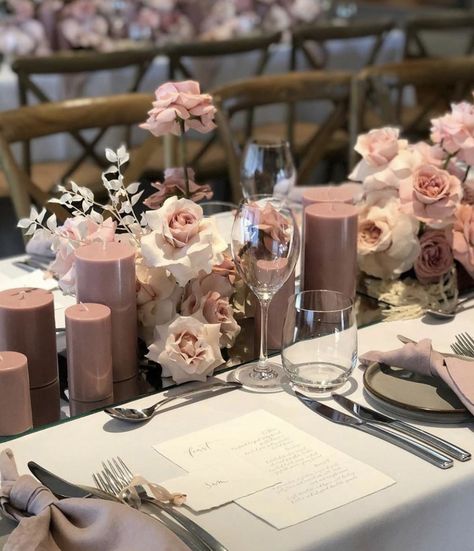 Dusty Rose Wedding Reception Decor, Blush Pink Wedding Table Decor, Dusty Rose Wedding Table Decor, Muave Aesthetic Wedding, Dusty Pink Wedding Decor, Mauve Rose Wedding, Mauve Pink Wedding, Dusty Pink Weddings, Pink Wedding Decorations