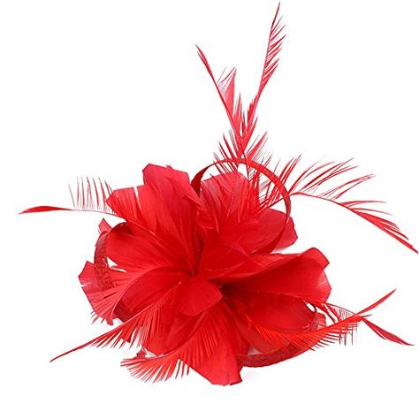 Victoria Costume, Hat Feathers, Flower Headband Wedding, Hair Accessories Red, Fascinator Hair, Wedding Hair Headband, Tea Party Wedding, Hat Clip, Flower Fascinator