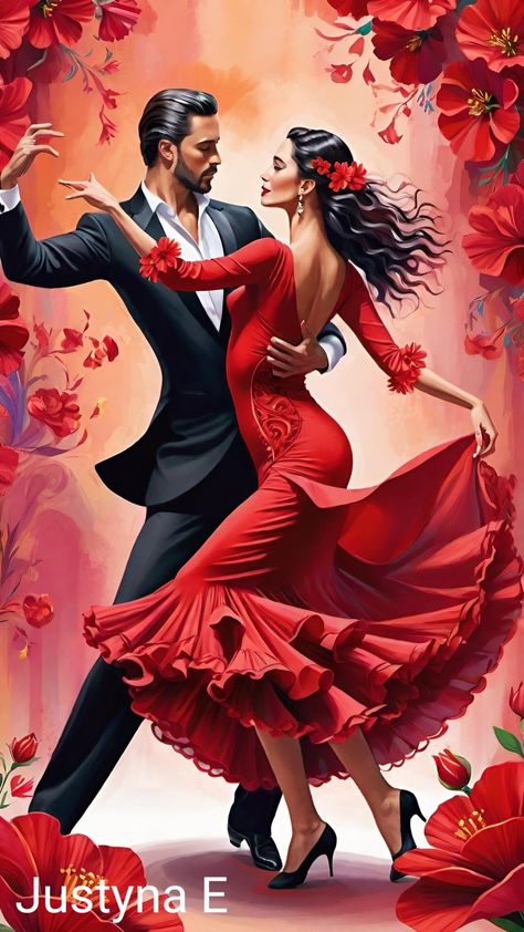 Lotus Goddess, Romantic Artwork, Spanish Dance, Eagle Painting, Tango Dancers, Ballroom Costumes, Ballroom Dancer, Fantasy Couples, I Love You Pictures