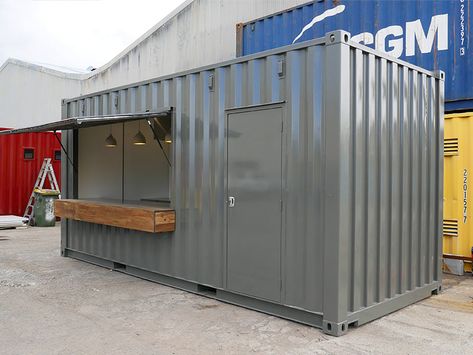 Container Shops Ideas, Container Cafe Design Ideas, Container Kitchen Restaurant, Shipping Container Kitchen, Shipping Container Coffee Shop, Ship Container Cafe, Shipping Container Coffee Shop Drive Thru, 40ft Container Shop Design, Cargo Container Restaurant