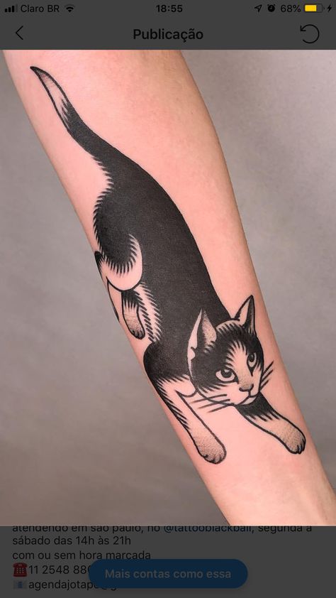 Mean Cat Tattoo, Cat Tattoo Leg, Tortie Cat Tattoo, Trad Cat Tattoo, Traditional Black Cat Tattoo, Cat Tattoo Traditional, Cat Traditional Tattoo, Tabby Cat Tattoo, Tuxedo Cat Tattoo