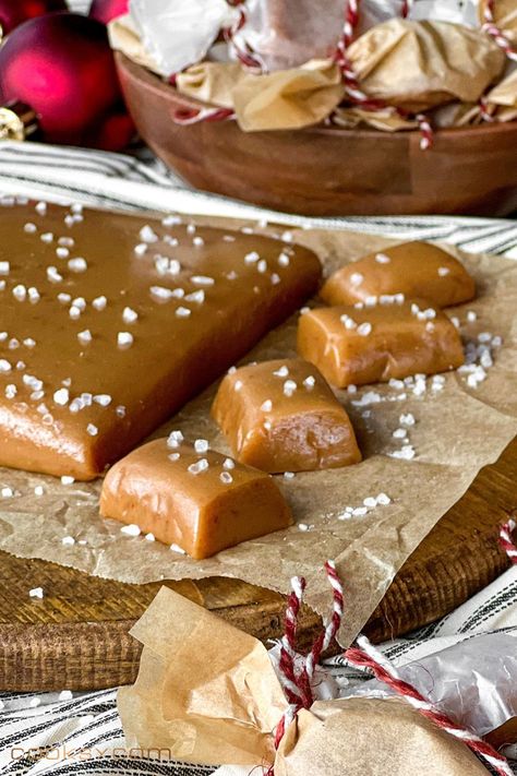 We're keeping the sweets rolling all week long with our buttery, chewy, & slightly salty Homemade Caramels. Gone are the days when you're too intimidated to even try making candy at home. Cooksy will change the way you see time and temperature, the two keys of successful candy making. #cooksy #cooksyofficial #cooksywithcooksy #cooksycommunity #cooksycreator #cooksycrew #cooksyrecipe #smartkitchen #cookingassistant #homemadecaramels #neighborgifts #homemadecandy #saltedcaramel #christmasgifts Keto Caramel Candy, Sea Salt Caramel Fudge, Homemade Caramel Recipes, Homemade Caramels, Keto Caramel, Caramel Candies, Christmas Candy Easy, Christmas Candy Homemade, Easy Christmas Candy Recipes