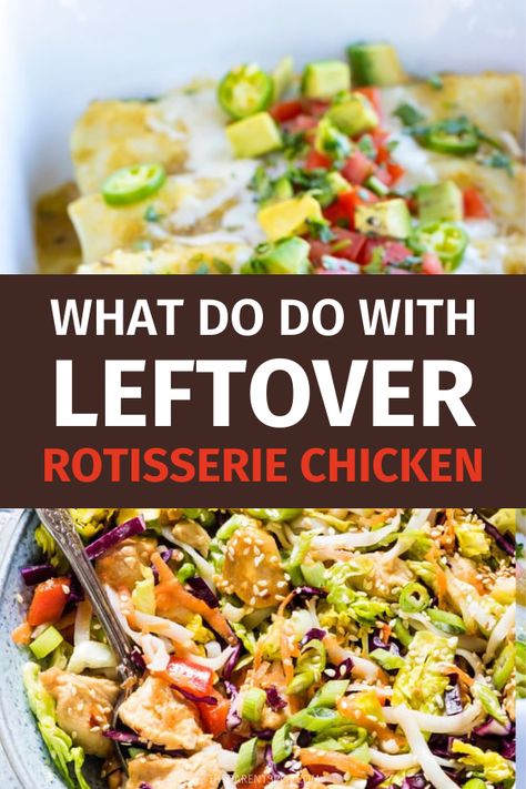 Looking for some tasty recipes for leftover rotisserie chicken? Try these? Roasted Chicken Leftover Recipes, Leftover Chicken Recipes Healthy, Rotisserie Chicken Recipes Healthy, Rotisserie Recipes, Leftover Meals, Chicken Leftovers, Rotisserie Chicken Recipes Leftover, Leftover Roast Chicken, Recipes Using Rotisserie Chicken