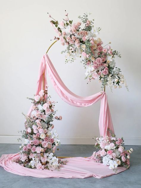 Pink Wedding Archway Wedding Flower Swag Outdoor Wedding - Etsy Australia Archway Wedding, Outdoor Wedding Backdrop, Swag Party, Balloon Arch Frame, Arch Arrangement, Outdoor Wedding Backdrops, Backdrop Floral, Wedding Archway, Valentinstag Party