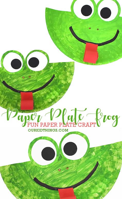 Paper Plate Frog Craft - Our Kid Things Frog Craft, Paper Plate Crafts For Kids, Kids Homemade, Preschool Craft, Frog Crafts, Summer Preschool, Toddler Arts And Crafts, Spring Crafts For Kids