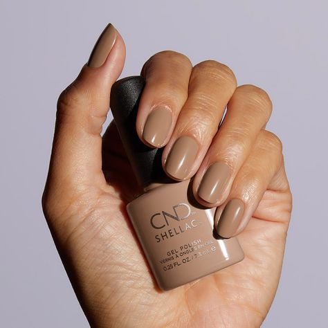 This new color is available in CND Shellac and CND Vinylux. #CNDAutumnAddict Cnd Shellac Brown Colors, Brown Shellac Nails, Cnd Shellac Colors Winter, Cnd Shellac Colors, Shellac Nail Colors, Nails Shellac, Shellac Colors, Real Nails, Cnd Nails