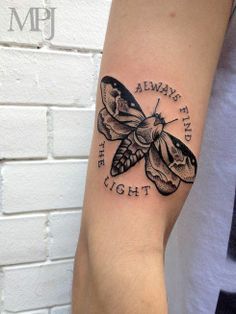 Firefly Always Find The Light Moth Tattoo, Moth Flying Tattoo, Always Find The Light Tattoo, Find The Light Tattoo, Cecropia Moth Tattoo, Light Tattoos, Cicada Tattoo, Cecropia Moth, Moth Tattoo