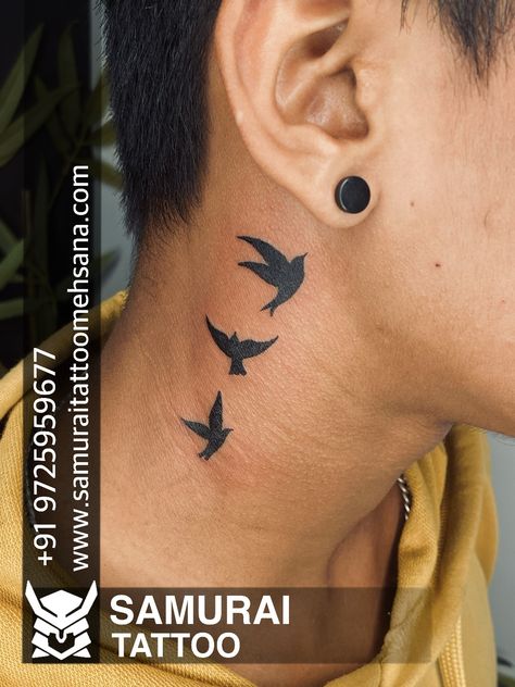 Birds Tattoo On Neck, Birds Tattoo Men, Neck Tattoo For Boys, Birds Tattoo Ideas, Birds Tattoo Design, 3 Birds Tattoo, Tattoo Men Arm, Bird Tattoo Neck, Tattoo On Neck