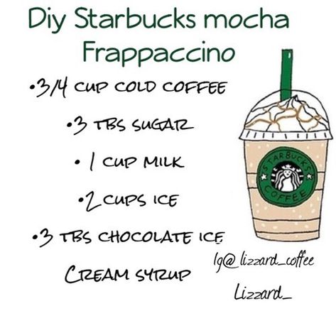 Resep Starbuck, Starbucks Drinks Diy, Secret Starbucks Recipes, Frappe Recipe, Mocha Frappuccino, Coffee Diy, Secret Starbucks Drinks, Cold Coffee Recipes, Frappuccino Recipe