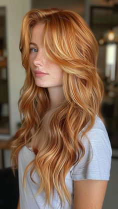 #blondehair #hairgoals #blondelife #blondebeauty #blondebombshell #blondetrend #blondeinspo #blondeambition #blondepower #blondehairdontcare #blondelove #blondehairideas #blondehairinspiration #blondehaircrush #blondehairaddict Prom Dresses Ginger Hair, Ginger Hair With Blonde Balayage, Usa Hairstyles, Strawberry Blonde Hair Color Ideas, Redhead Hair Color, Dark Strawberry Blonde Hair, Balyage Long Hair, Dark Strawberry Blonde, Red Hair With Blonde Highlights