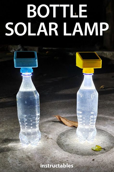 opengreenenergy used Fusion 360 to design this nifty 3D printed adapter that makes a water bottle into a solar lamp! #Instructables #3Dprint #3Ddesign #Fusion360 #camping Solar Lamps Diy, Olive Oil Packaging, Free Energy Projects, Reuse Plastic Bottles, 3d Printing Diy, Electronics Projects Diy, Solar Powered Lights, Solar Wind, Bottle Lamp