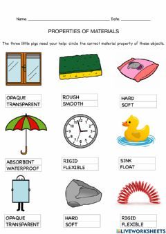 Properties Of Materials Grade 1, Properties Of Materials Activities, Properties Of Materials Worksheet, Teaching Materials Science, 2nd Grade Crafts, States Of Matter Worksheet, Matter Worksheets, Material Properties, 1st Grade Science