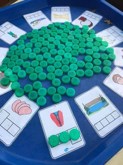 Create a fun phonics activity with our free CVC word cards. Print them out and pop them in a tuff tray with letter counters for a fun and engaging language activity.   #cvcwords #phonics #phonicscards #language #letters #sounds #tufftray #tuffspot #freeprintablesforkids #teachingresources #teach #teacher #twinkl #twinklresources Phonics Spelling Activities, Writing Tuff Tray Ideas, Phonics Continuous Provision Year 1, Phonics Tuff Tray Ideas, Phonics Tuff Tray, Phonics Activities Eyfs, Phonics Display, Eyfs Phonics, Phonic Activities